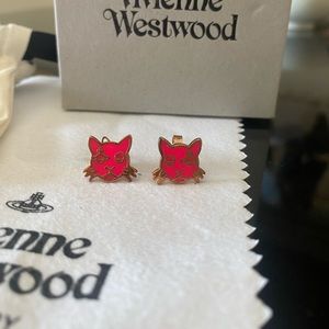 Vivienne Westwood Cat Earrings Pink/ Rose Gold